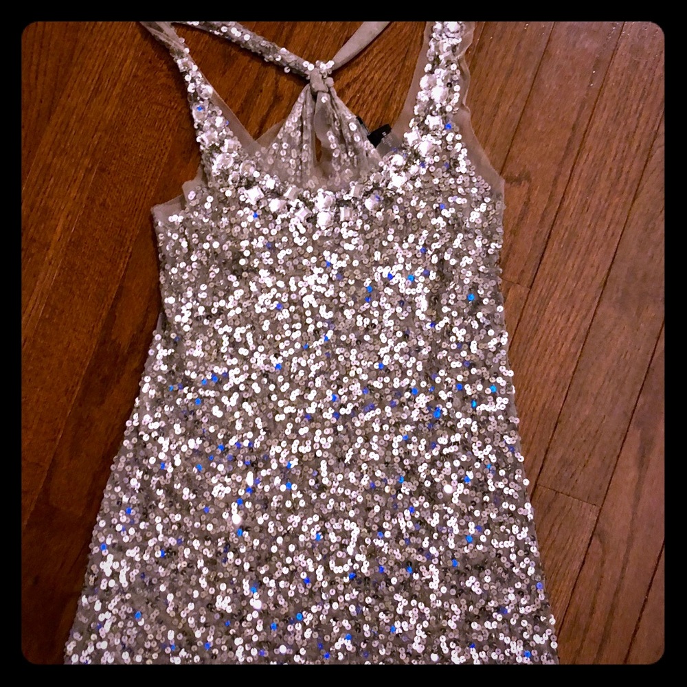 Silver sequin Shear tank top, Size M